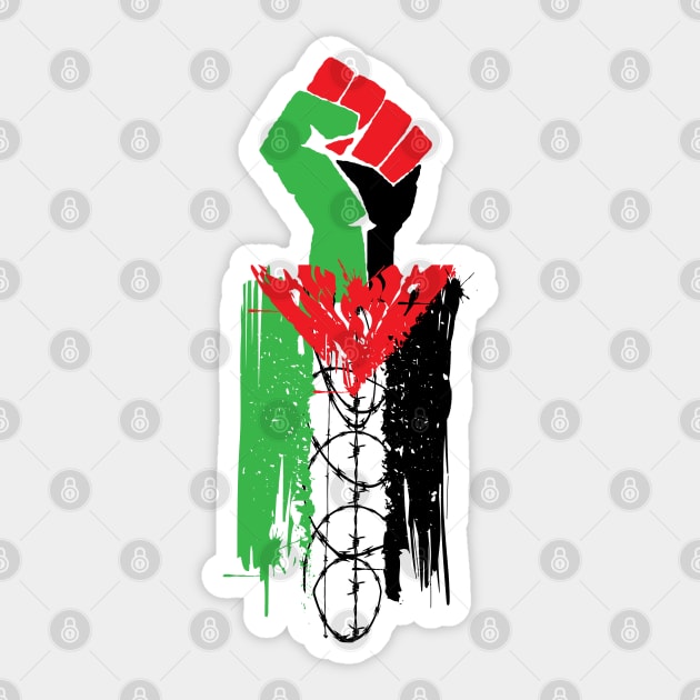 Palestinian Resistance - Free Palestine, Human Rights, Raised Fist, Anti Colonial, Anti Imperialist Sticker by SpaceDogLaika